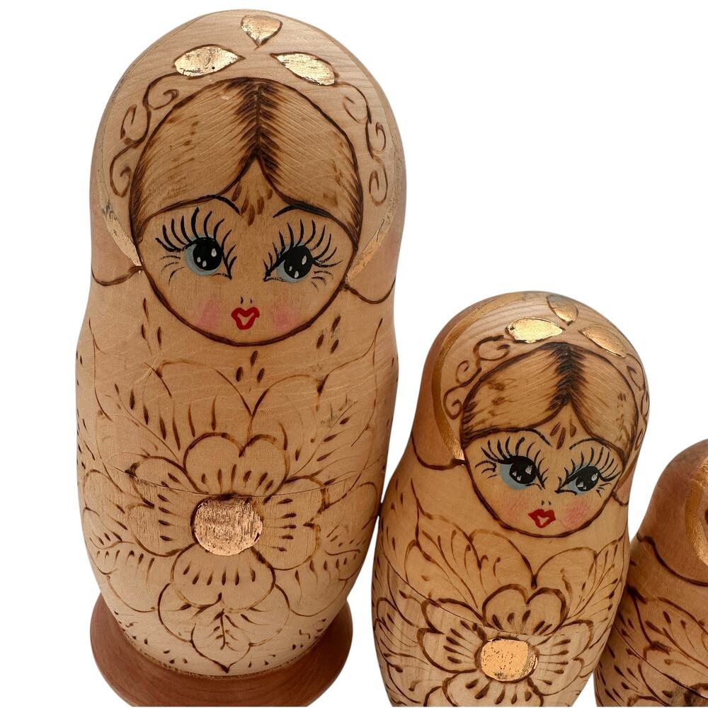 Matryoshka Babushka Wooden Russian Nesting Dolls Set of 5 - Picture 2 of 5